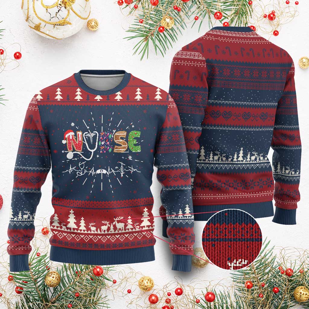 Nurse Ugly Christmas Sweater Nursing RN LPN NP Nicu Xmas Gift TS10 Burgundy Print Your Wear