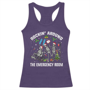 Christmas ER Nurse Racerback Tank Top Rockin Around Skeleton Emergency Room RN TS10 Purple Print Your Wear