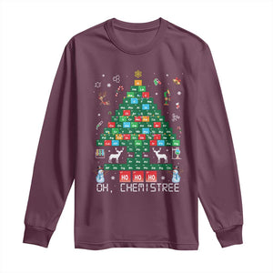 Christmas Chemistry Teacher Long Sleeve Shirt Oh Chemistree Laboratory Lab Tech Teacher Xmas Gift TS10 Maroon Print Your Wear