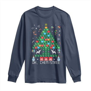 Christmas Chemistry Teacher Long Sleeve Shirt Oh Chemistree Laboratory Lab Tech Teacher Xmas Gift TS10 Navy Print Your Wear