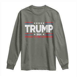 Trump 2024 Long Sleeve Shirt Proud to be Garbage Presidential Election TS10 Military Green Print Your Wear