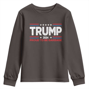 Trump 2024 Youth Sweatshirt Proud to be Garbage Presidential Election TS10 Dark Chocolate Print Your Wear