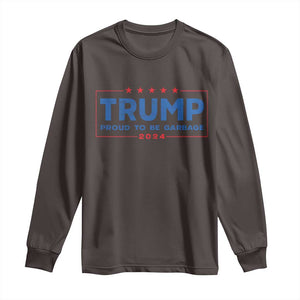 Trump 2024 Election Long Sleeve Shirt American Flag Proud To Be Garbage Vote Trump President TS10 Dark Chocolate Print Your Wear