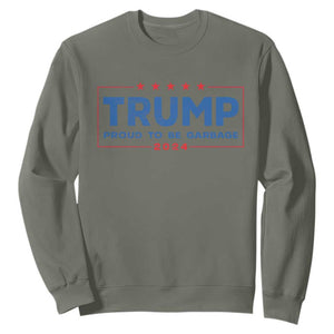 Trump 2024 Election Sweatshirt American Flag Proud To Be Garbage Vote Trump President TS10 Military Green Print Your Wear