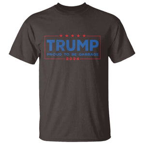 Trump 2024 Election T Shirt American Flag Proud To Be Garbage Vote Trump President TS10 Dark Chocolate Print Your Wear