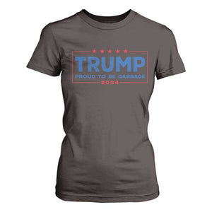 Trump 2024 Election T Shirt For Women American Flag Proud To Be Garbage Vote Trump President TS10 Dark Chocolate Print Your Wear