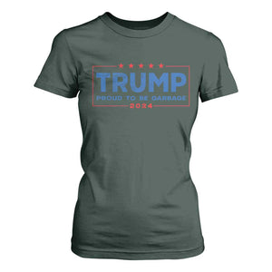 Trump 2024 Election T Shirt For Women American Flag Proud To Be Garbage Vote Trump President TS10 Dark Forest Green Print Your Wear