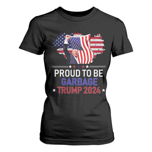 Trump 2024 T Shirt For Women Proud To Be Garbage 45 47 President Flag TS10 Black Print Your Wear