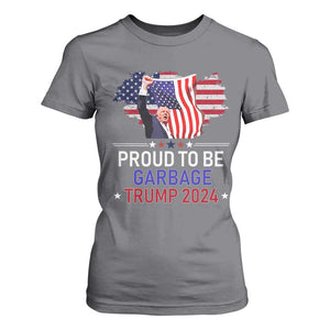 Trump 2024 T Shirt For Women Proud To Be Garbage 45 47 President Flag TS10 Charcoal Print Your Wear