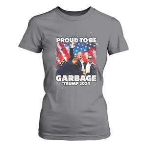 Trump 2024 T Shirt For Women Proud To Be Garbage Vote Trump Take America Back TS10 Charcoal Print Your Wear