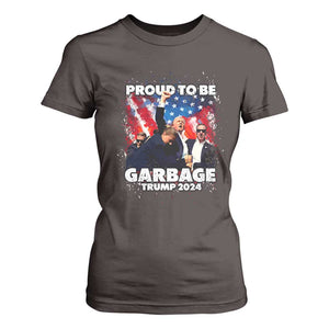 Trump 2024 T Shirt For Women Proud To Be Garbage Vote Trump Take America Back TS10 Dark Chocolate Print Your Wear