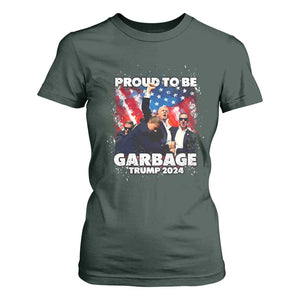 Trump 2024 T Shirt For Women Proud To Be Garbage Vote Trump Take America Back TS10 Dark Forest Green Print Your Wear