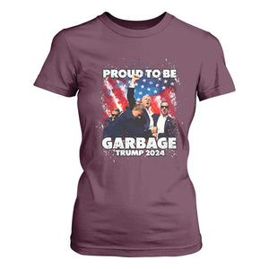 Trump 2024 T Shirt For Women Proud To Be Garbage Vote Trump Take America Back TS10 Maroon Print Your Wear