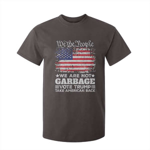 Trump 2024 T Shirt For Kid We Are Not Garbage Vote Trump Take American Back Election US Flag TS10 Dark Chocolate Print Your Wear