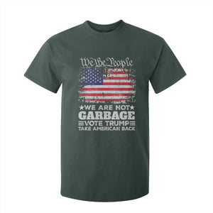 Trump 2024 T Shirt For Kid We Are Not Garbage Vote Trump Take American Back Election US Flag TS10 Dark Forest Green Print Your Wear