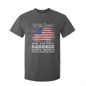 Trump 2024 T Shirt For Kid We Are Not Garbage Vote Trump Take American Back Election US Flag TS10 Dark Heather Print Your Wear