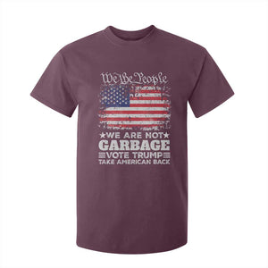 Trump 2024 T Shirt For Kid We Are Not Garbage Vote Trump Take American Back Election US Flag TS10 Maroon Print Your Wear