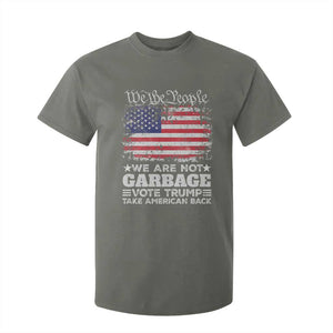 Trump 2024 T Shirt For Kid We Are Not Garbage Vote Trump Take American Back Election US Flag TS10 Military Green Print Your Wear