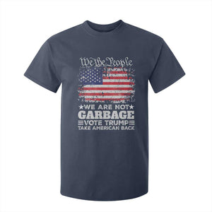 Trump 2024 T Shirt For Kid We Are Not Garbage Vote Trump Take American Back Election US Flag TS10 Navy Print Your Wear