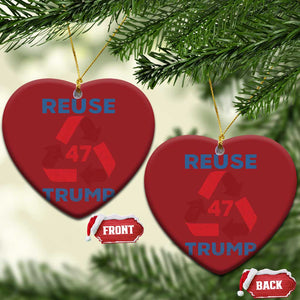 Funny Trump 2024 Christmas Ornament 45-47 Trump Reuse Take America Back Election - The Return TS10 Heart Red Print Your Wear