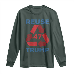 Funny Trump 2024 Long Sleeve Shirt 45 47 Trump Reuse Take America Back Election The Return TS10 Dark Forest Green Print Your Wear