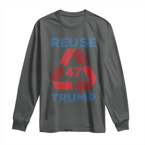 Funny Trump 2024 Long Sleeve Shirt 45 47 Trump Reuse Take America Back Election The Return TS10 Dark Heather Print Your Wear