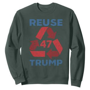 Funny Trump 2024 Sweatshirt 45 47 Trump Reuse Take America Back Election The Return TS10 Dark Forest Green Print Your Wear