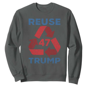 Funny Trump 2024 Sweatshirt 45 47 Trump Reuse Take America Back Election The Return TS10 Dark Heather Print Your Wear