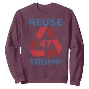 Funny Trump 2024 Sweatshirt 45 47 Trump Reuse Take America Back Election The Return TS10 Maroon Print Your Wear