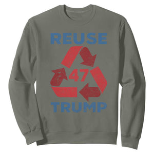 Funny Trump 2024 Sweatshirt 45 47 Trump Reuse Take America Back Election The Return TS10 Military Green Print Your Wear