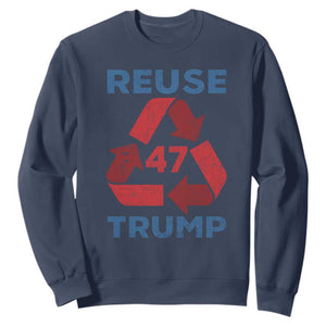 Funny Trump 2024 Sweatshirt 45 47 Trump Reuse Take America Back Election The Return TS10 Navy Print Your Wear