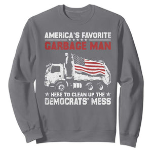 Trump 2024 Election Sweatshirt Trump Garbage Man In Trash Truck US Flag TS10 Charcoal Print Your Wear