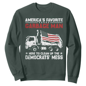 Trump 2024 Election Sweatshirt Trump Garbage Man In Trash Truck US Flag TS10 Dark Forest Green Print Your Wear