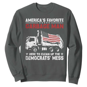 Trump 2024 Election Sweatshirt Trump Garbage Man In Trash Truck US Flag TS10 Dark Heather Print Your Wear