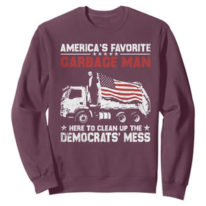 Trump 2024 Election Sweatshirt Trump Garbage Man In Trash Truck US Flag TS10 Maroon Print Your Wear