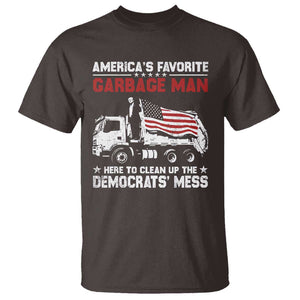 Trump 2024 Election T Shirt Trump Garbage Man In Trash Truck US Flag TS10 Dark Chocolate Print Your Wear