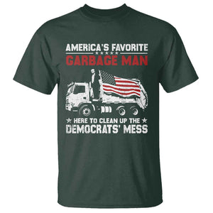 Trump 2024 Election T Shirt Trump Garbage Man In Trash Truck US Flag TS10 Dark Forest Green Print Your Wear