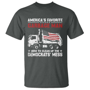 Trump 2024 Election T Shirt Trump Garbage Man In Trash Truck US Flag TS10 Dark Heather Print Your Wear