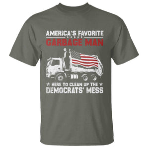 Trump 2024 Election T Shirt Trump Garbage Man In Trash Truck US Flag TS10 Military Green Print Your Wear