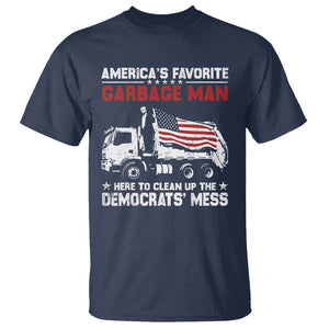 Trump 2024 Election T Shirt Trump Garbage Man In Trash Truck US Flag TS10 Navy Print Your Wear