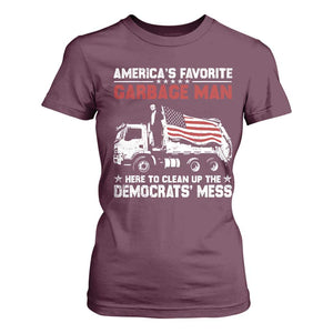 Trump 2024 Election T Shirt For Women Trump Garbage Man In Trash Truck US Flag TS10 Maroon Print Your Wear