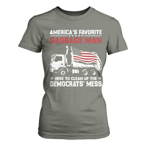 Trump 2024 Election T Shirt For Women Trump Garbage Man In Trash Truck US Flag TS10 Military Green Print Your Wear