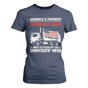 Trump 2024 Election T Shirt For Women Trump Garbage Man In Trash Truck US Flag TS10 Navy Print Your Wear