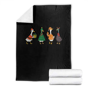 Christmas Ducks Throw Blanket Funny Animals Farm Lover Gift Xmas Light TS10 Black Print Your Wear