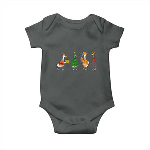 Christmas Ducks Baby Onesie Funny Animals Farm Lover Gift Xmas Light TS10 Dark Heather Print Your Wear