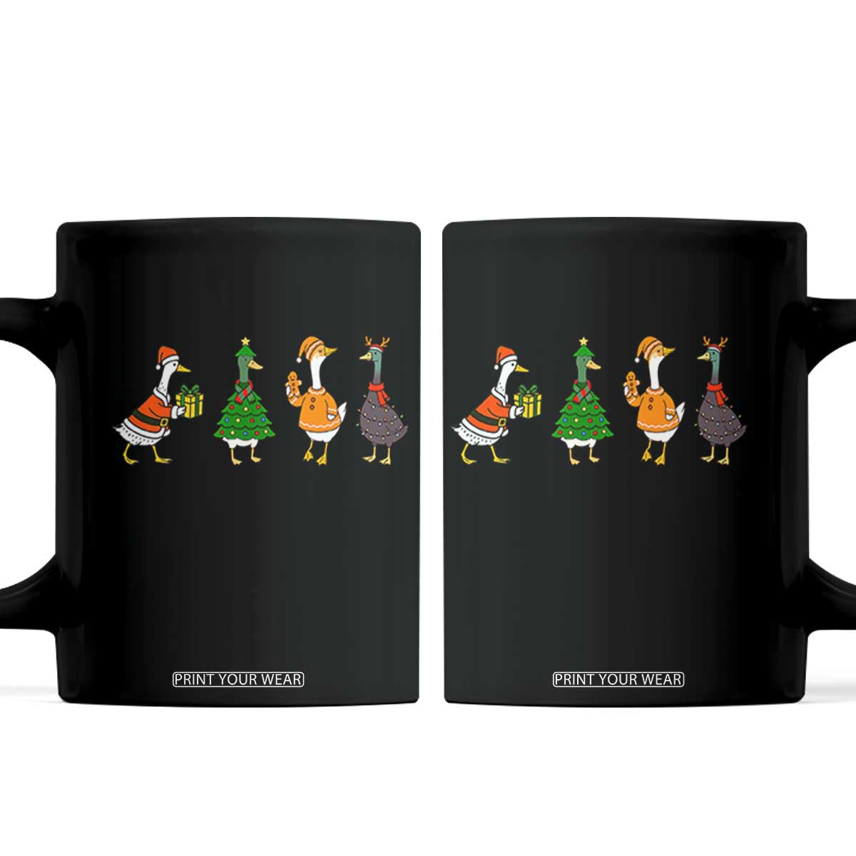 Christmas Ducks Coffee Mug Funny Animals Farm Lover Gift Xmas Light TS10 Black Print Your Wear