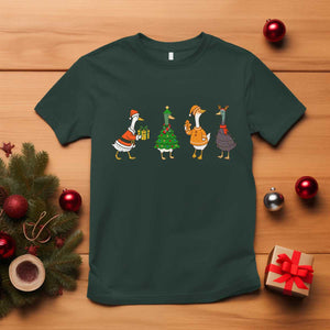 Christmas Ducks T Shirt Funny Animals Farm Lover Gift Xmas Light TS10 Dark Forest Green Print Your Wear