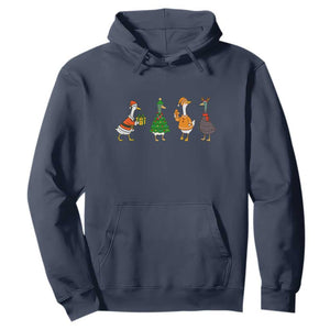Christmas Ducks Hoodie Funny Animals Farm Lover Gift Xmas Light TS10 Navy Print Your Wear