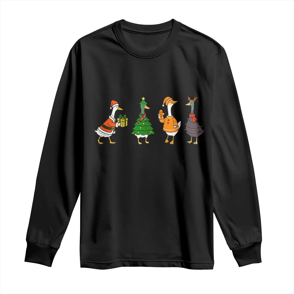 Christmas Ducks Long Sleeve Shirt Funny Animals Farm Lover Gift Xmas Light TS10 Black Print Your Wear