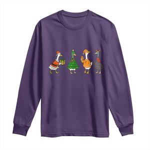 Christmas Ducks Long Sleeve Shirt Funny Animals Farm Lover Gift Xmas Light TS10 Purple Print Your Wear